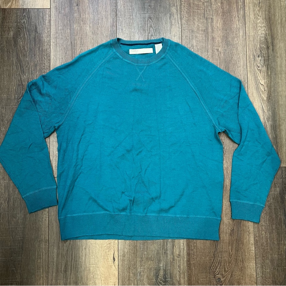 Perry Ellis Merino Wool Teal Sweater